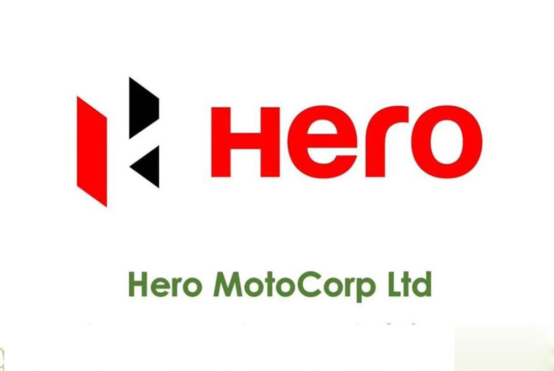 Hero MotoCorp logo, featuring a red, black, and white geometric design with the company name in white.