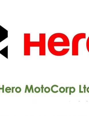 Hero MotoCorp logo, featuring a red, black, and white geometric design with the company name in white.